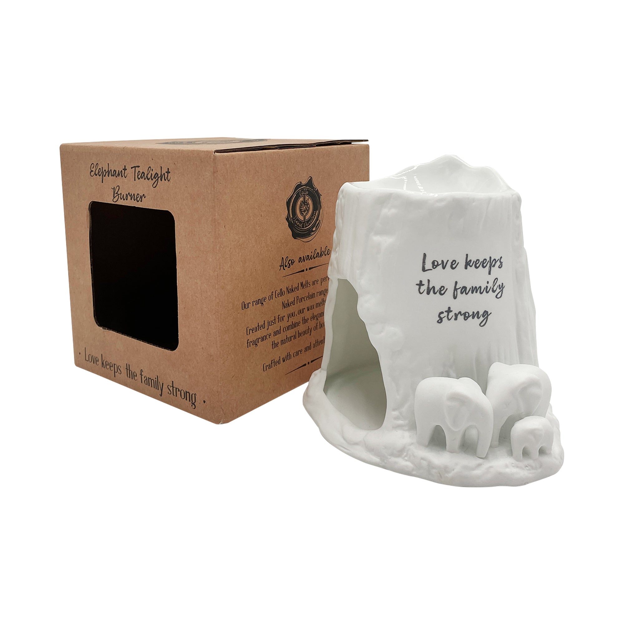 Cello - Elephant Tealight Burner - Love Keeps the Family Strong