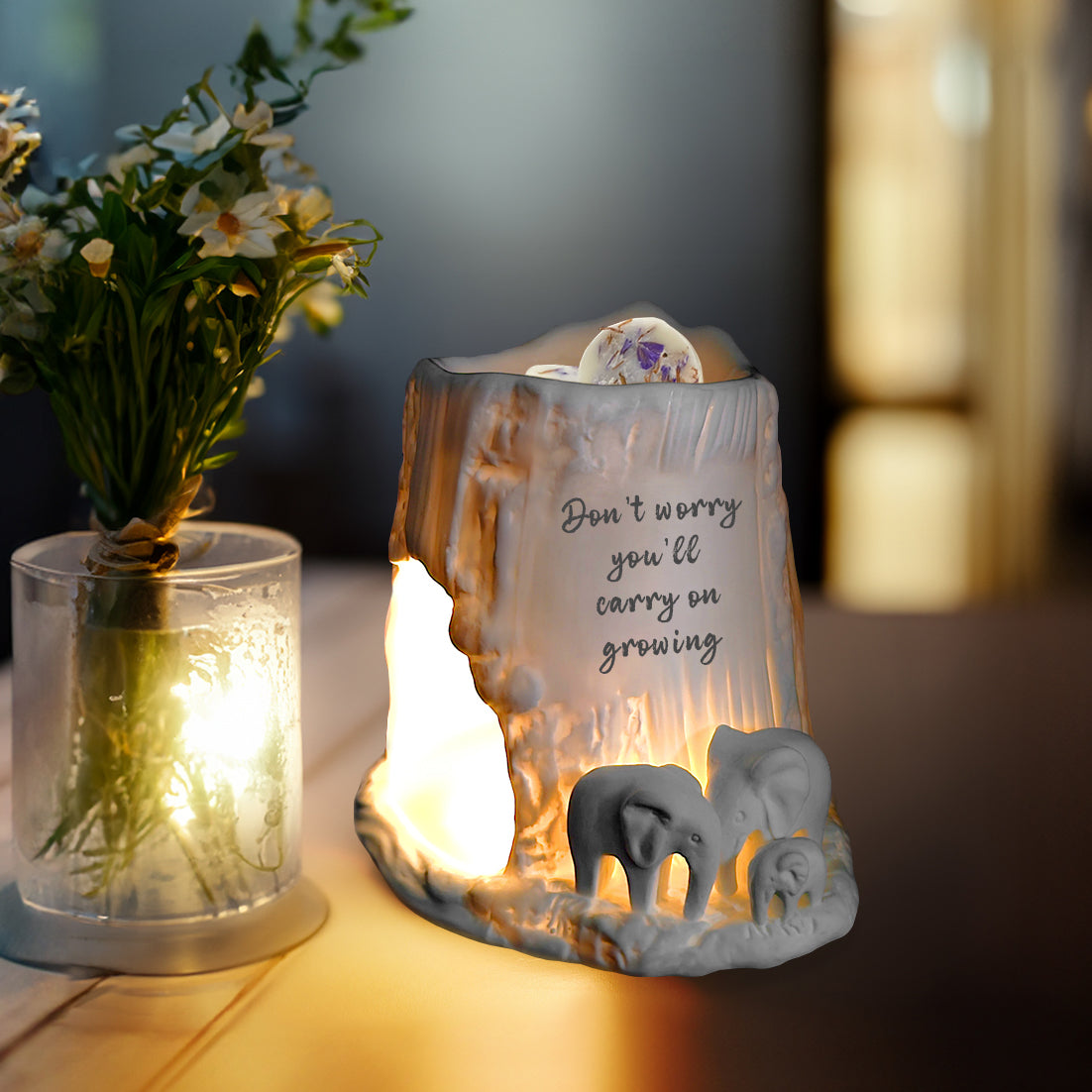 Cello - Elephant Tealight Burner - Don't worry, you'll carry on growing