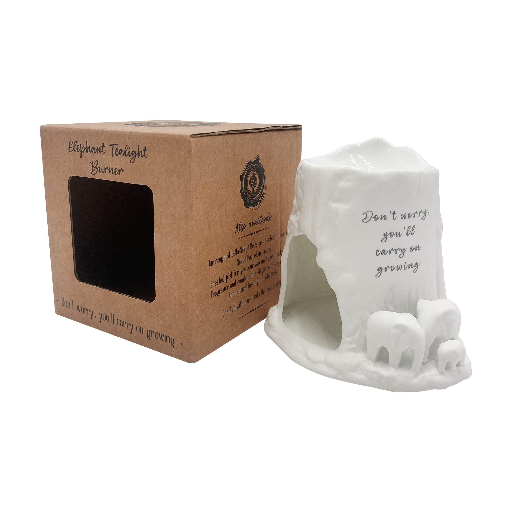 Cello - Elephant Tealight Burner - Don't worry, you'll carry on growing