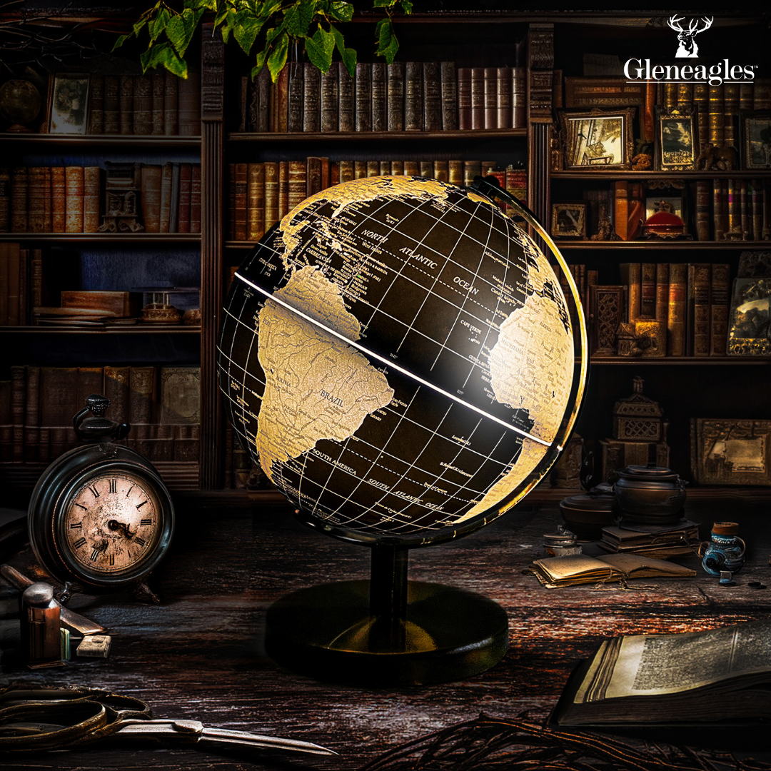 Gleneagles Travel Globe -  Black & Gold 20cm