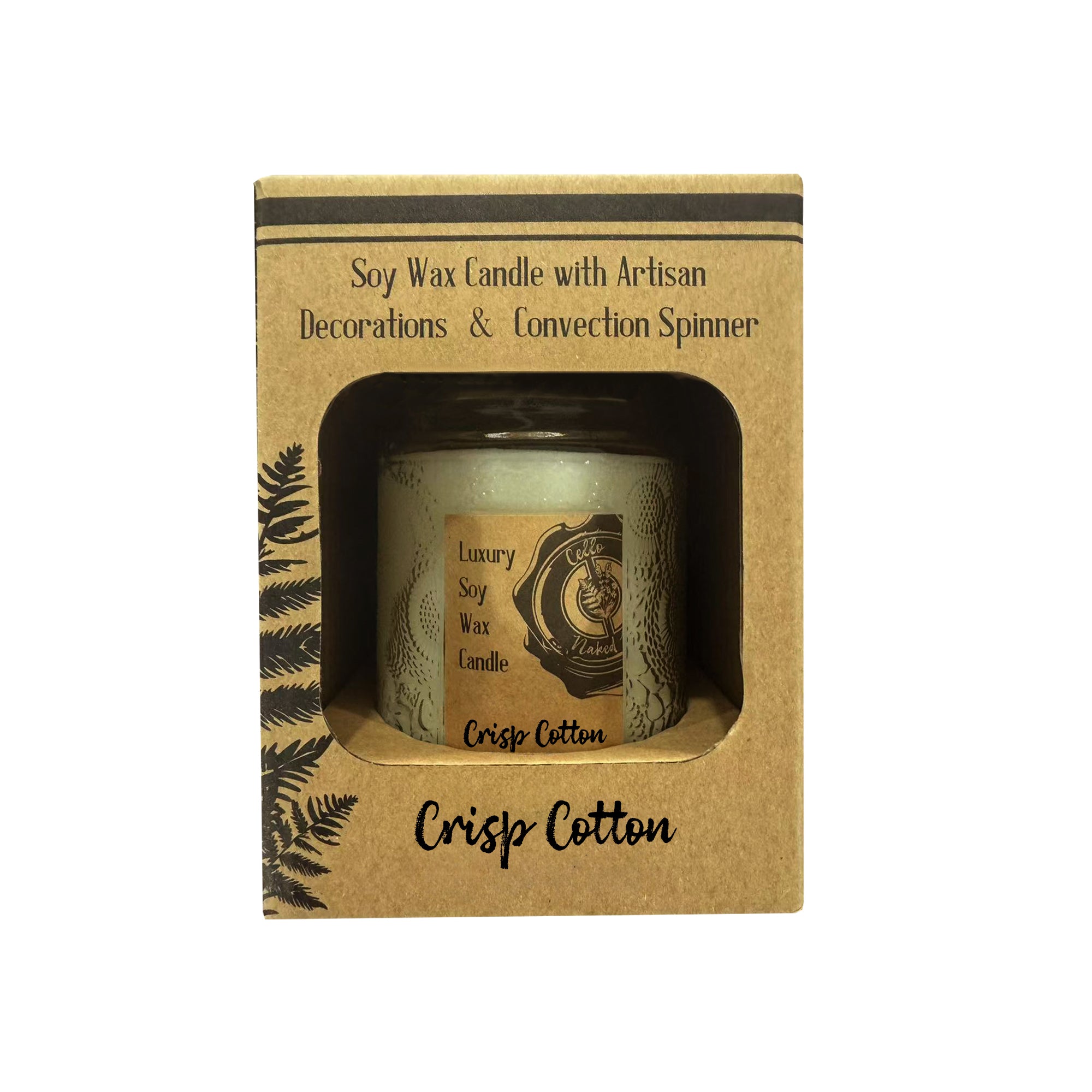 Cello - Naked Convection Spinner Candle 200g - Crisp Cotton