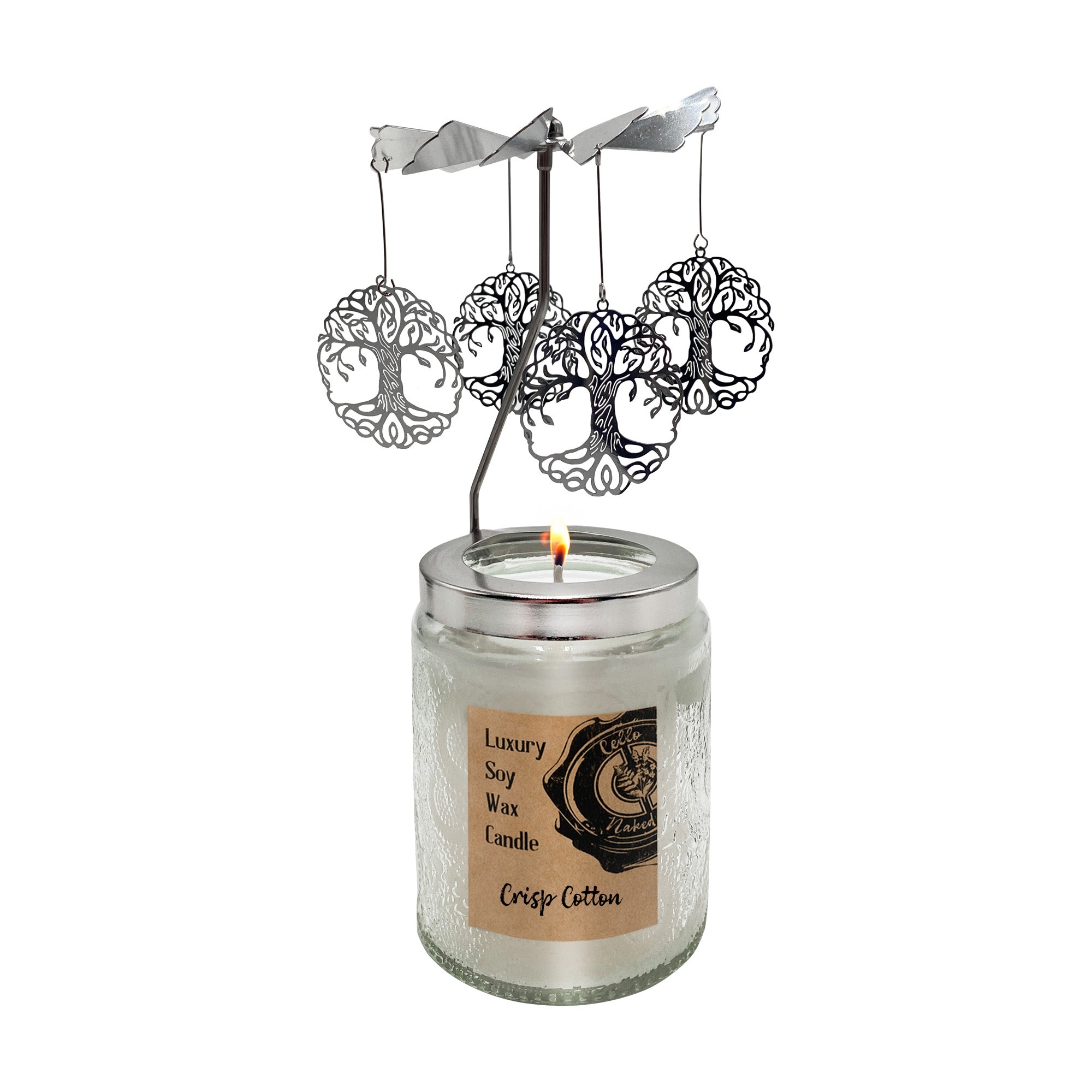 Cello - Naked Convection Spinner Candle 200g - Crisp Cotton