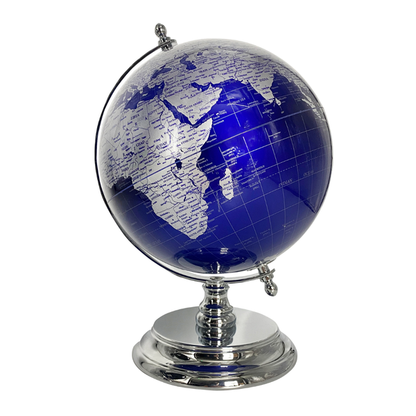 Gleneagles Travel Globe -   Silver & Blue 20cm