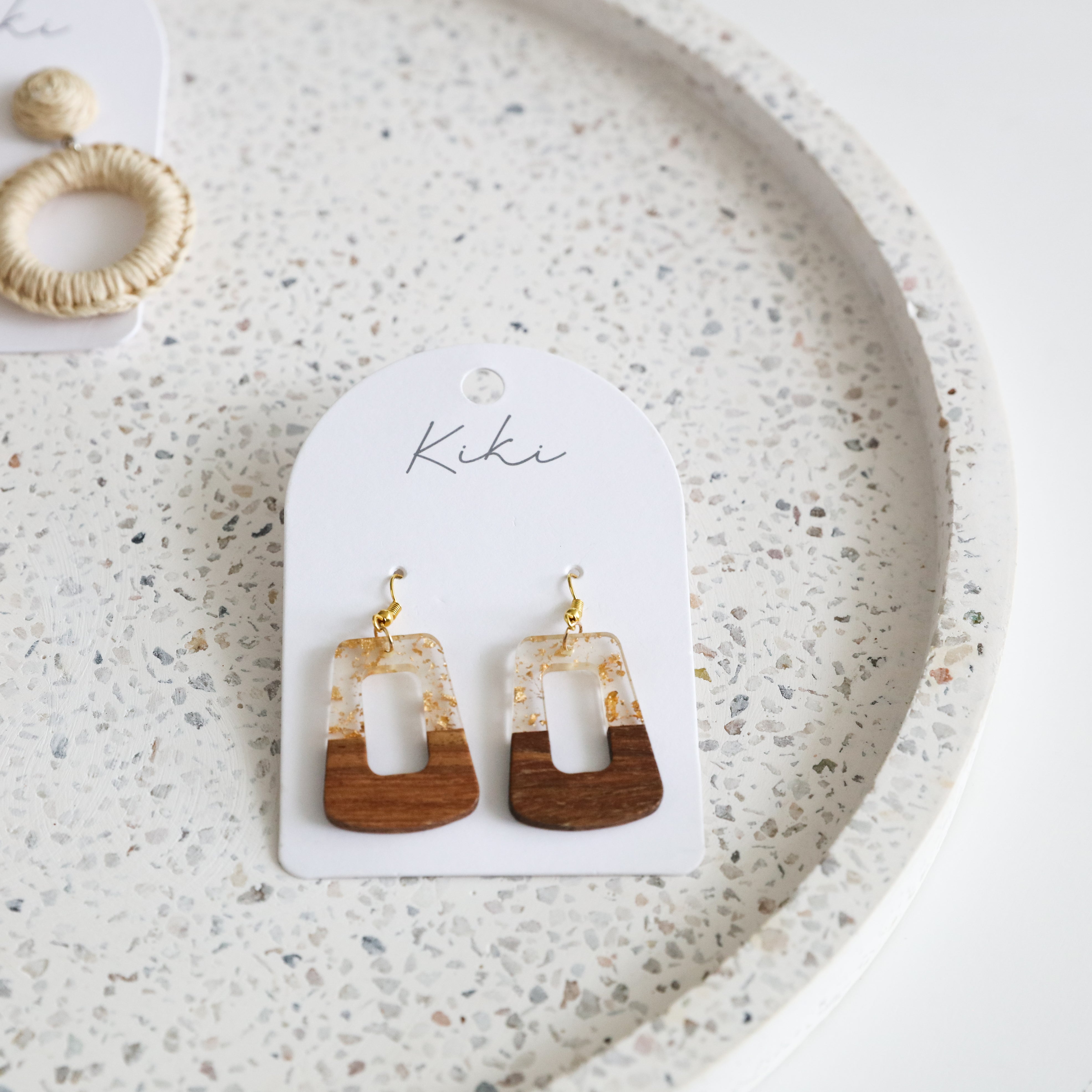 Splosh - Kiki Earrings - Gold Wood Loop