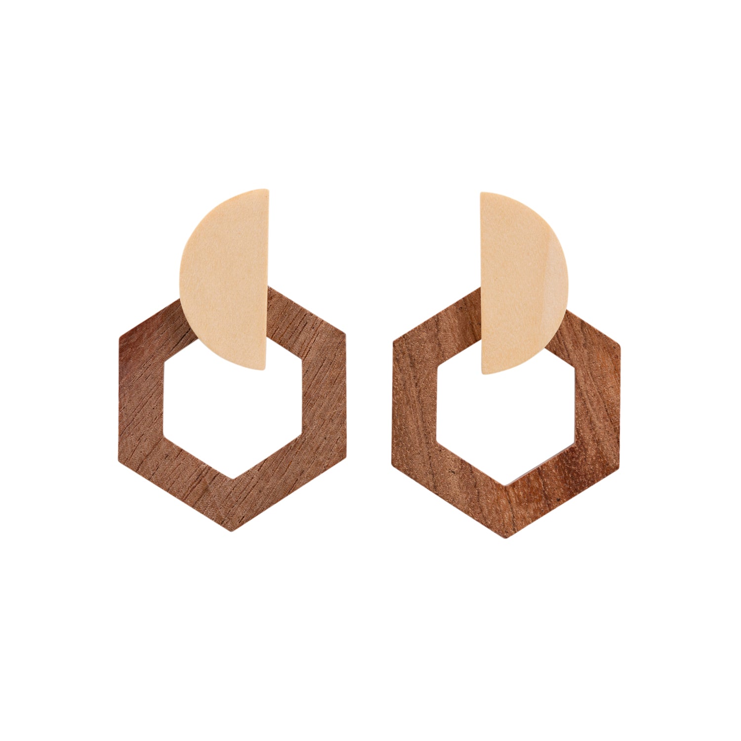 Splosh - Kiki Earrings - Wooden Hexagon