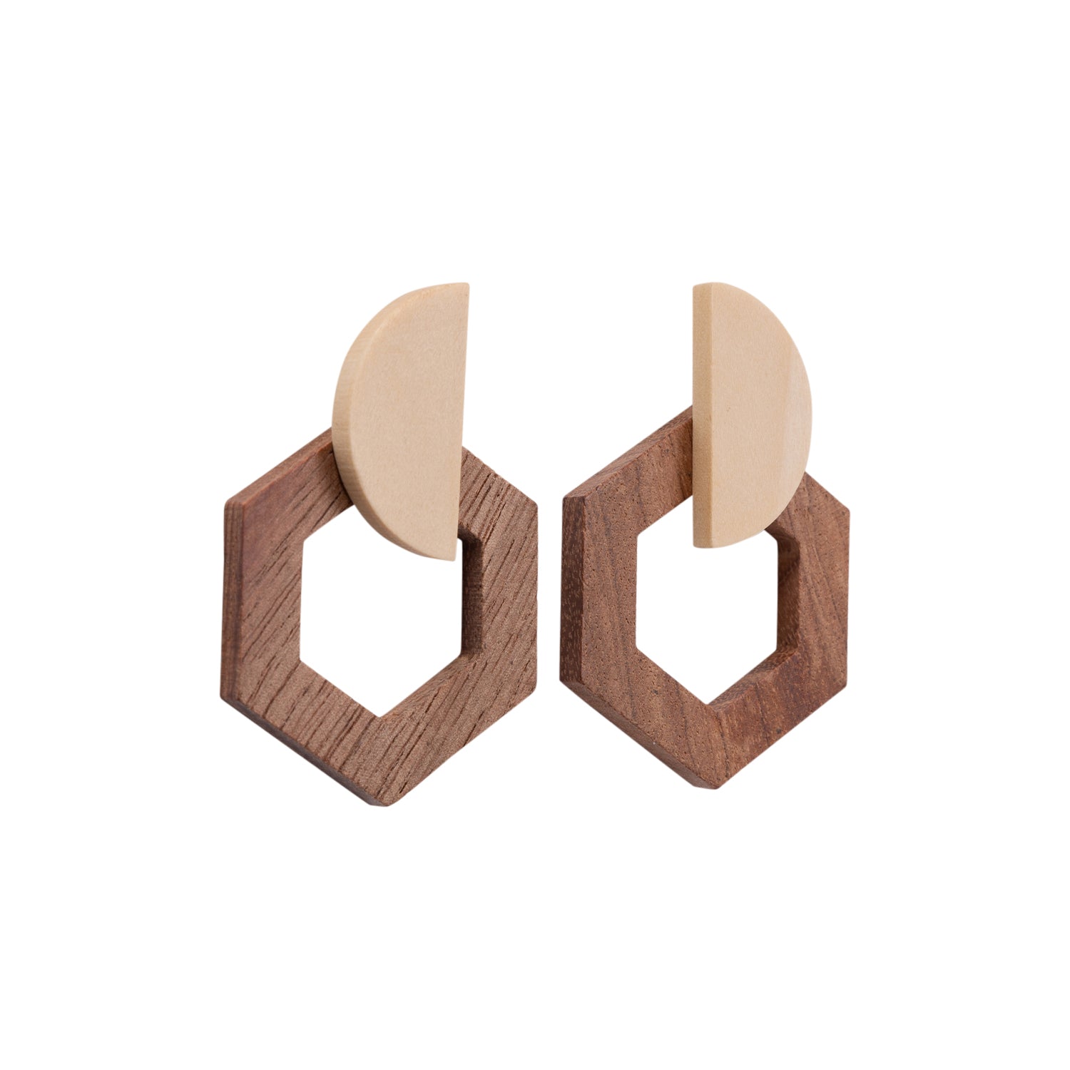 Splosh - Kiki Earrings - Wooden Hexagon