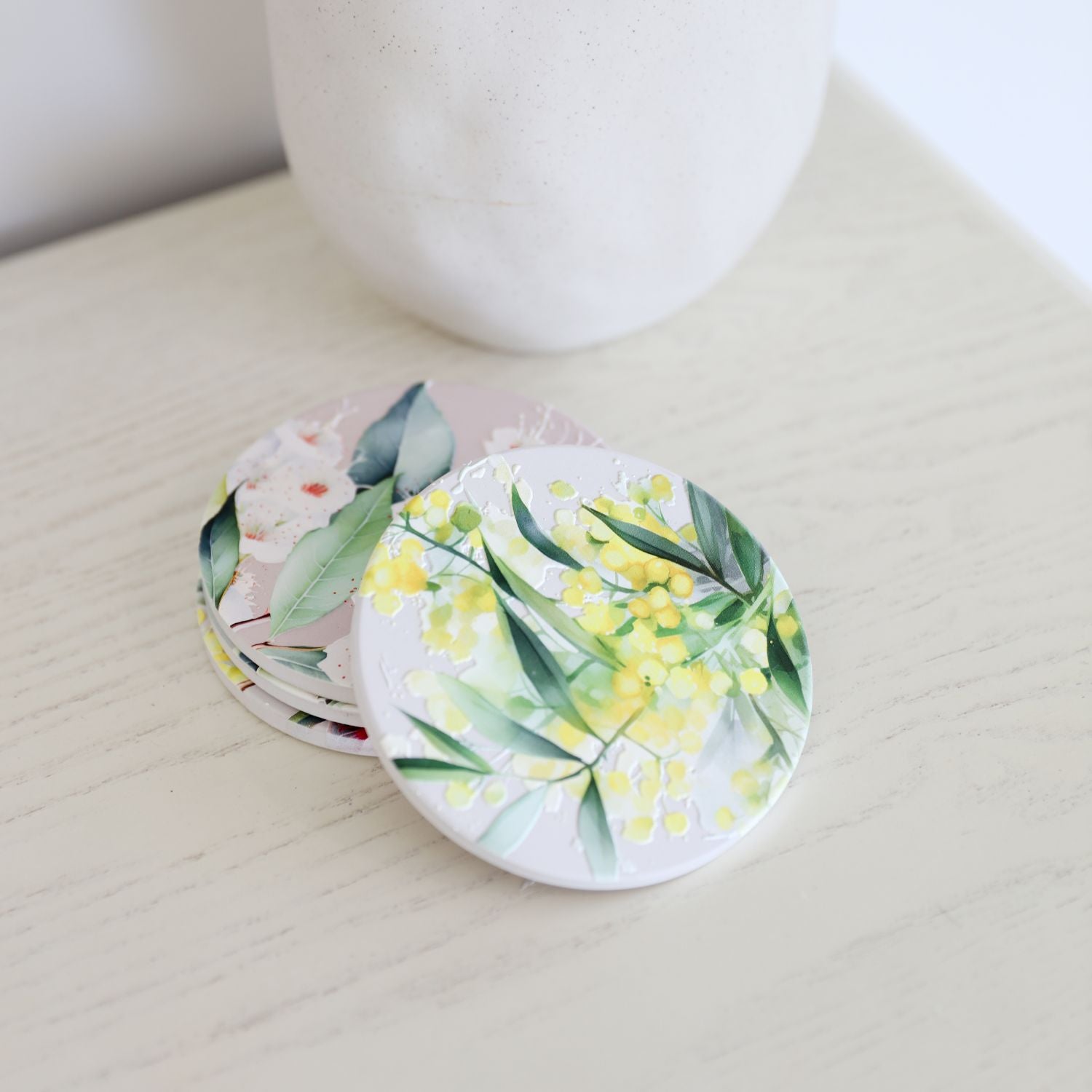 Splosh - Native Blooms Ceramic Coaster - Yellow Wattle