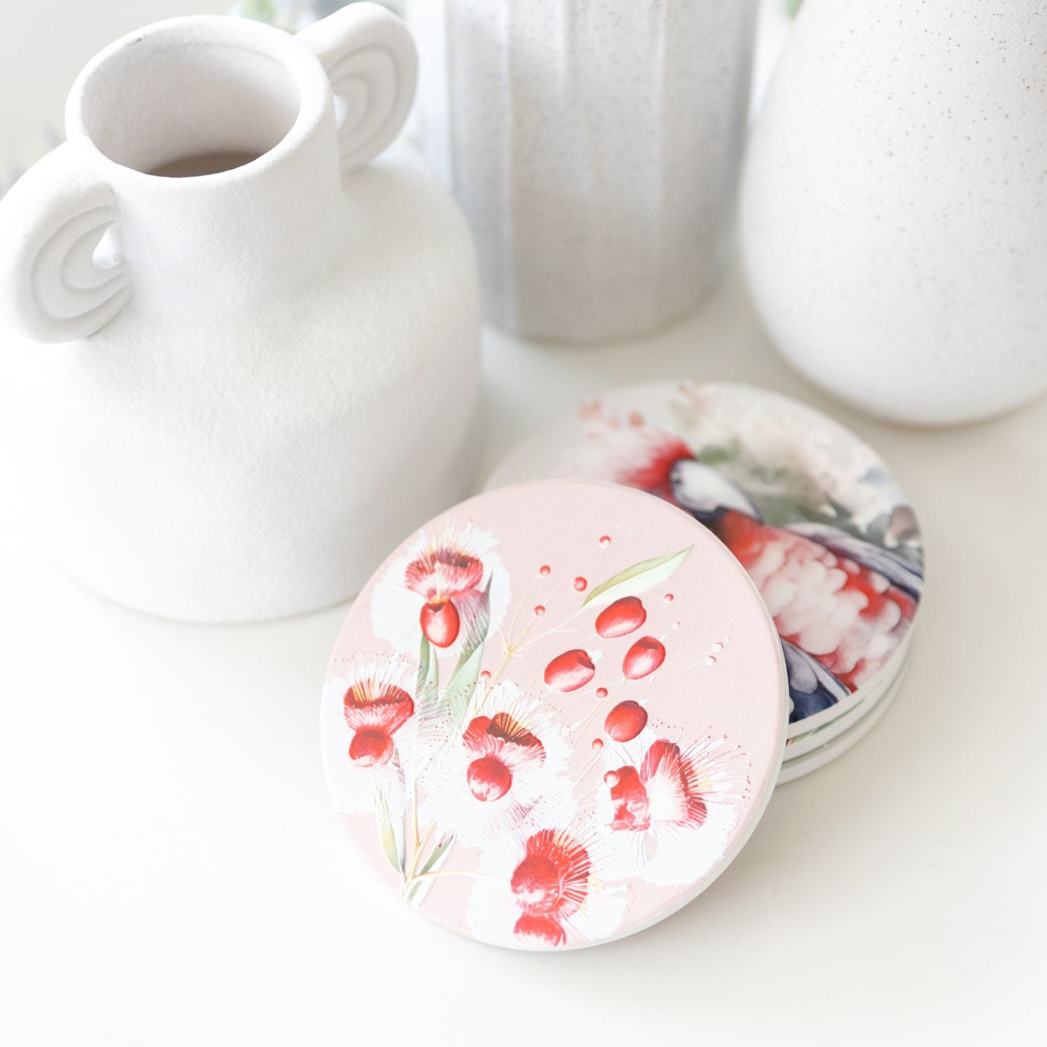 Splosh - Native Blooms Ceramic Coaster - Pink Floral