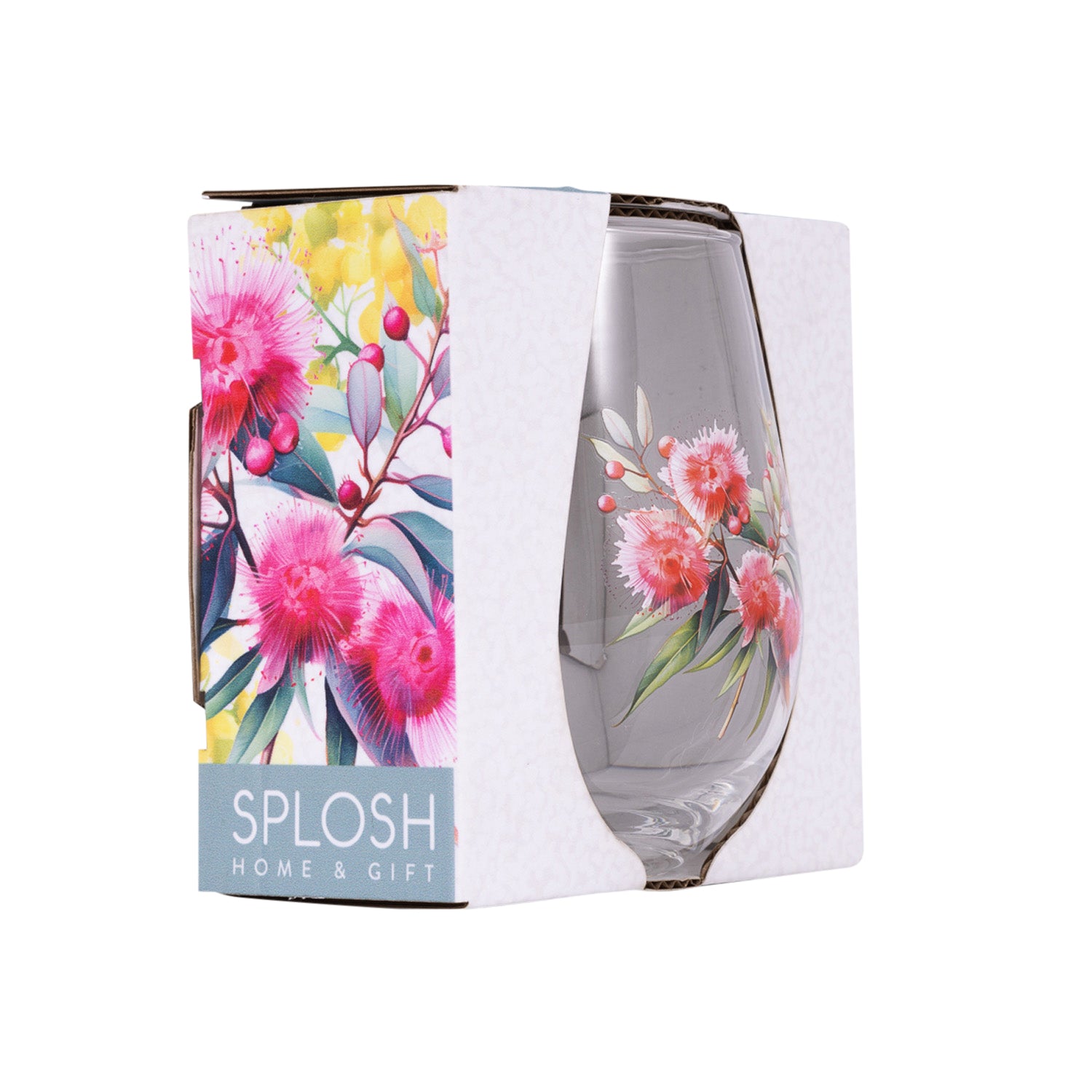 Splosh - Native Blooms Stemless Wine Glass - Red Floral