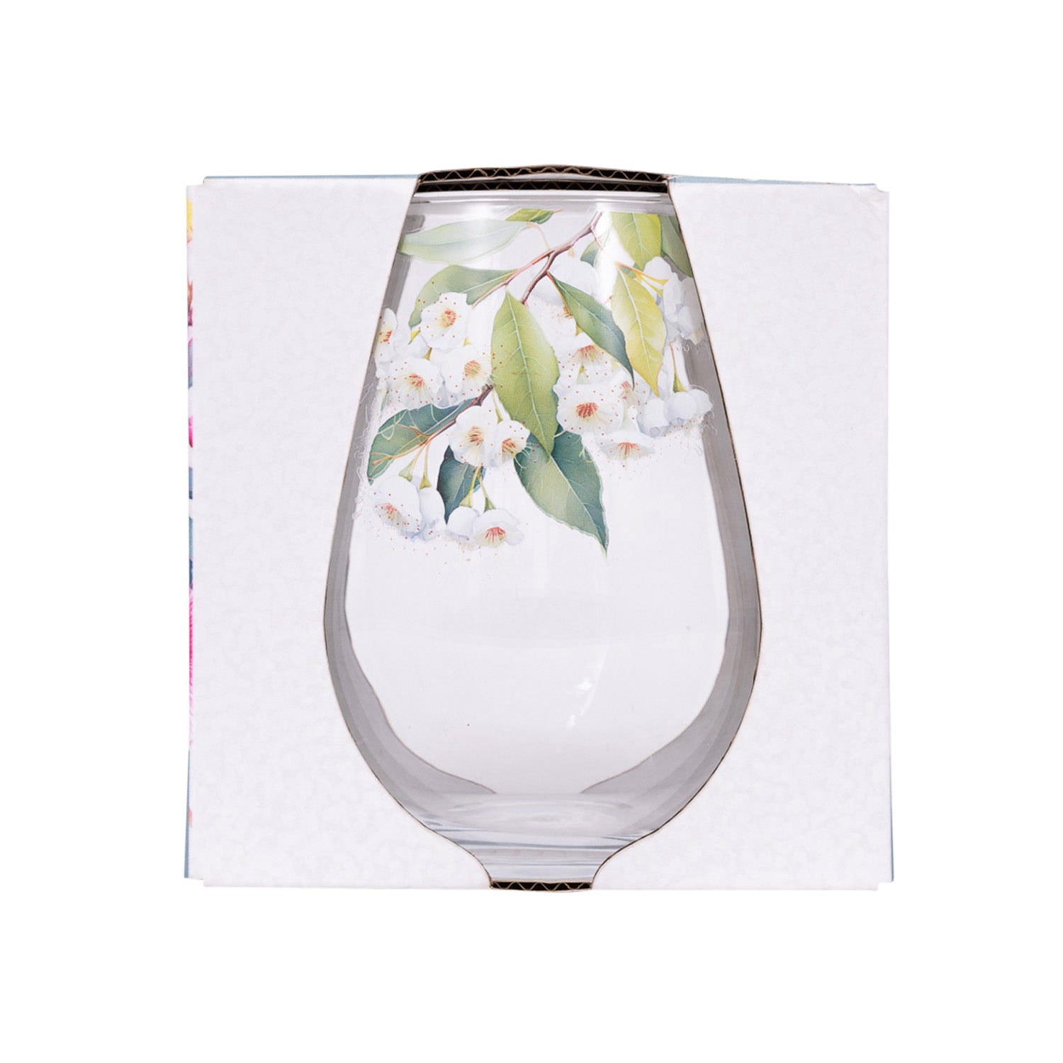 Splosh - Native Blooms Stemless Wine Glass - White Floral