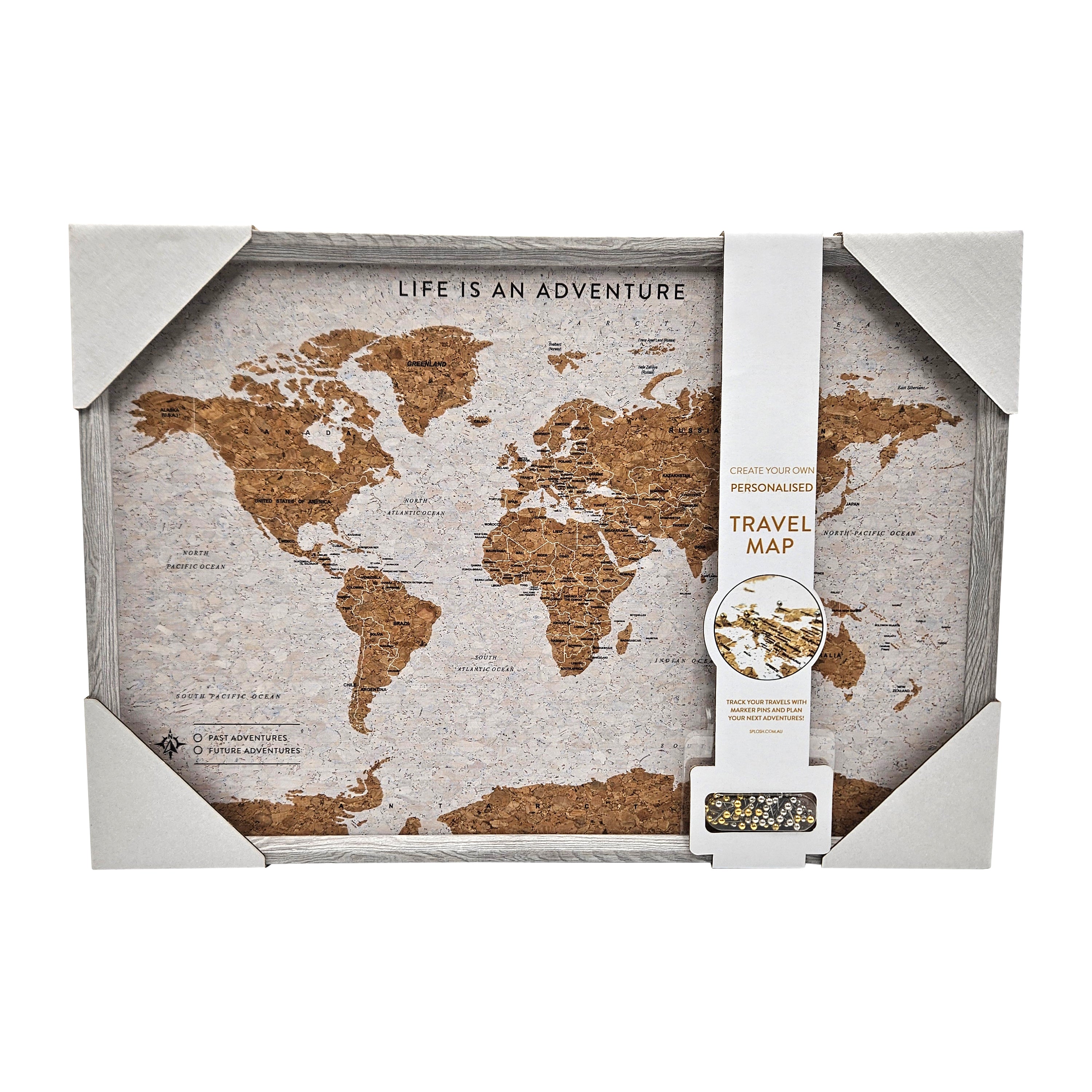 Splosh - Travel Map - XL Desk World - Grey