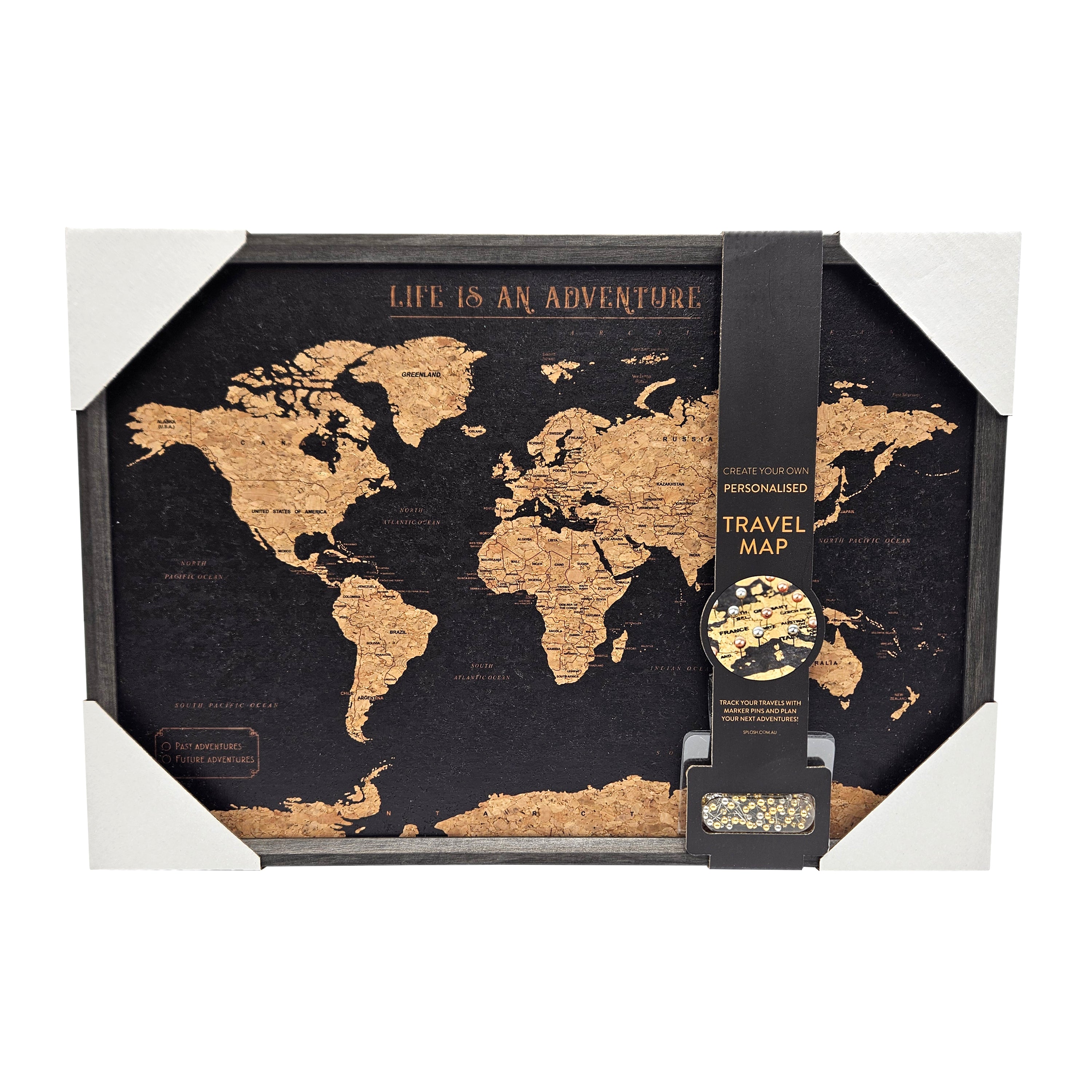 Splosh - Travel Map - XL Desk World - Black