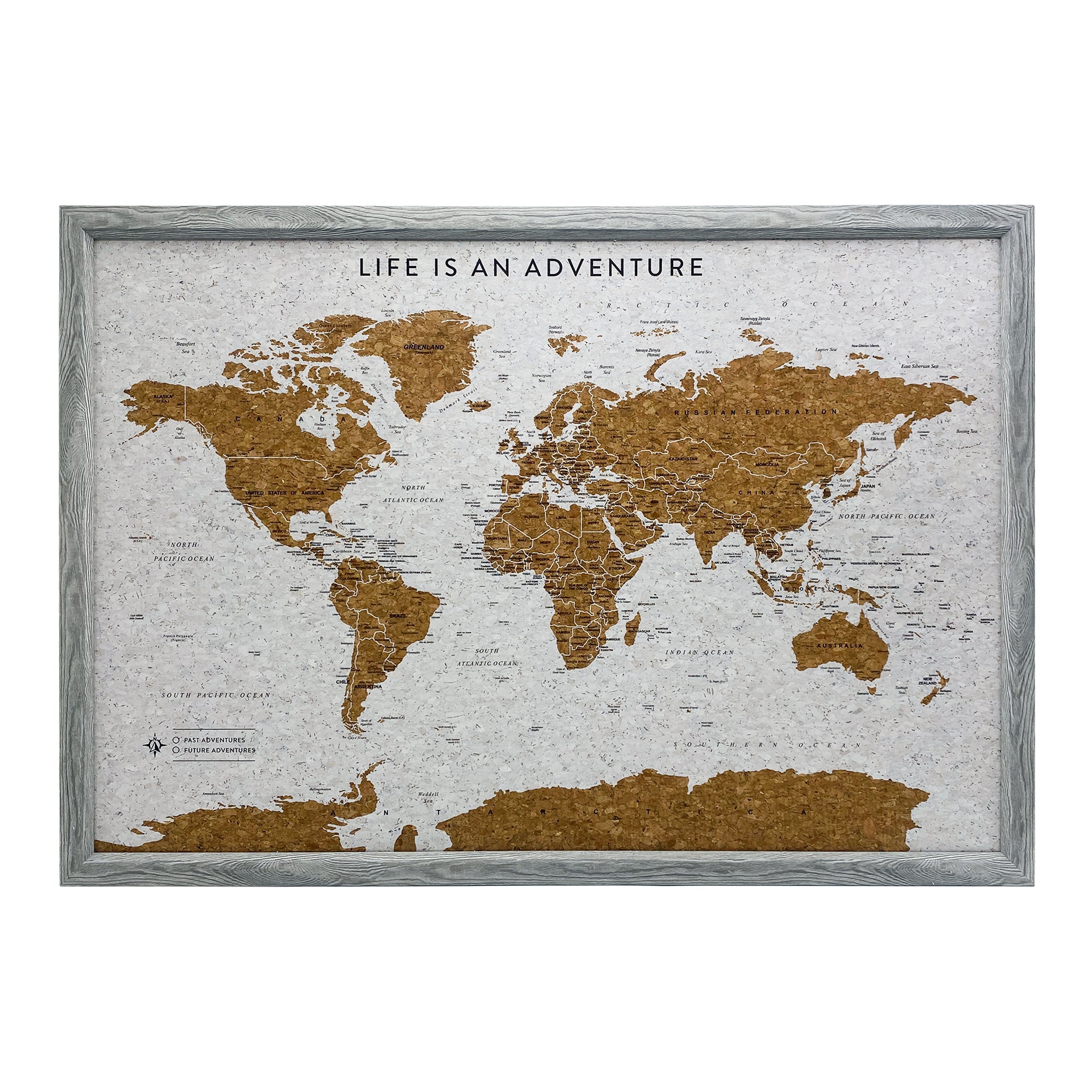 Splosh Travel Map - Medium World Map - Grey