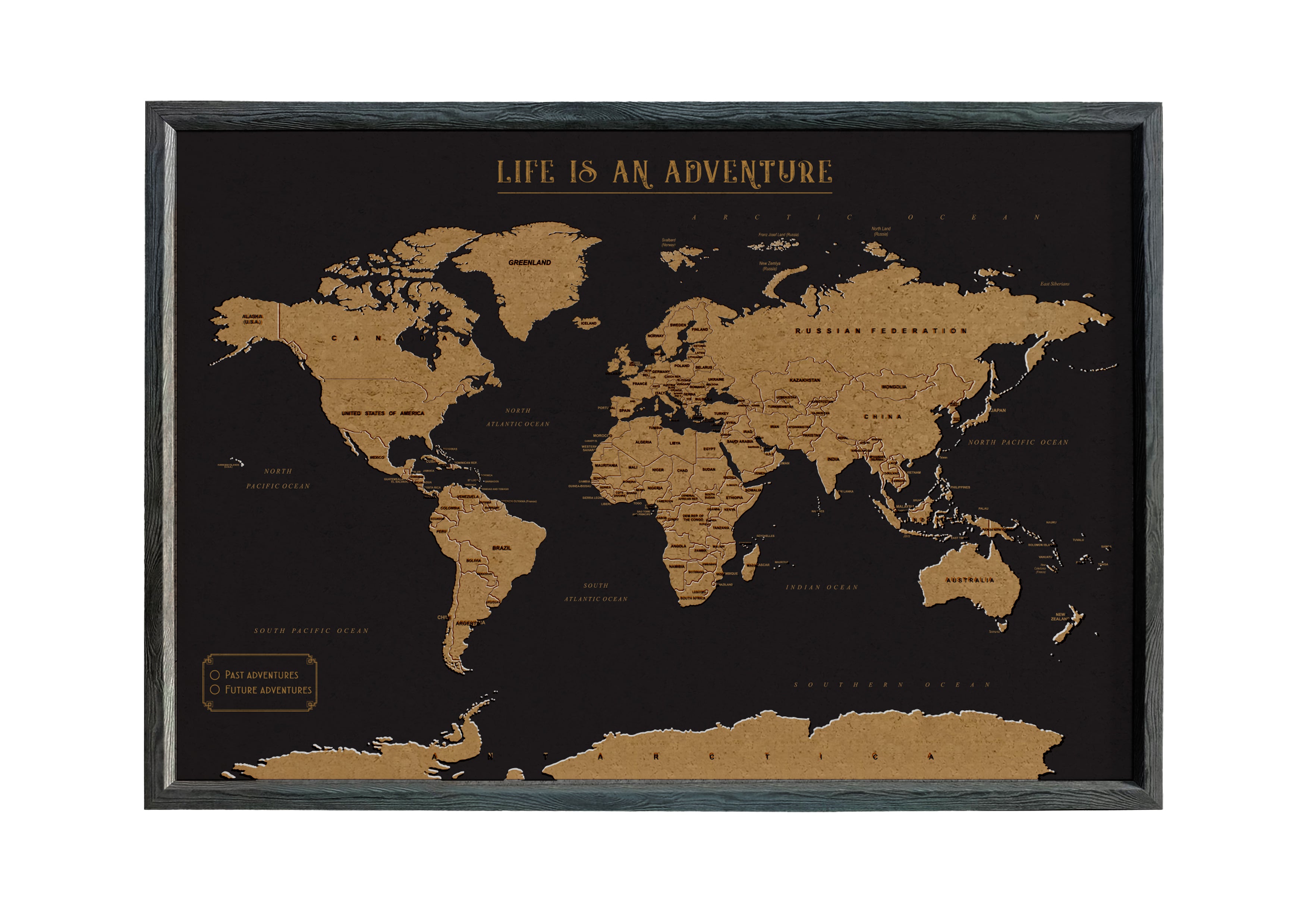 Splosh - Travel Map - XL Desk World - Black