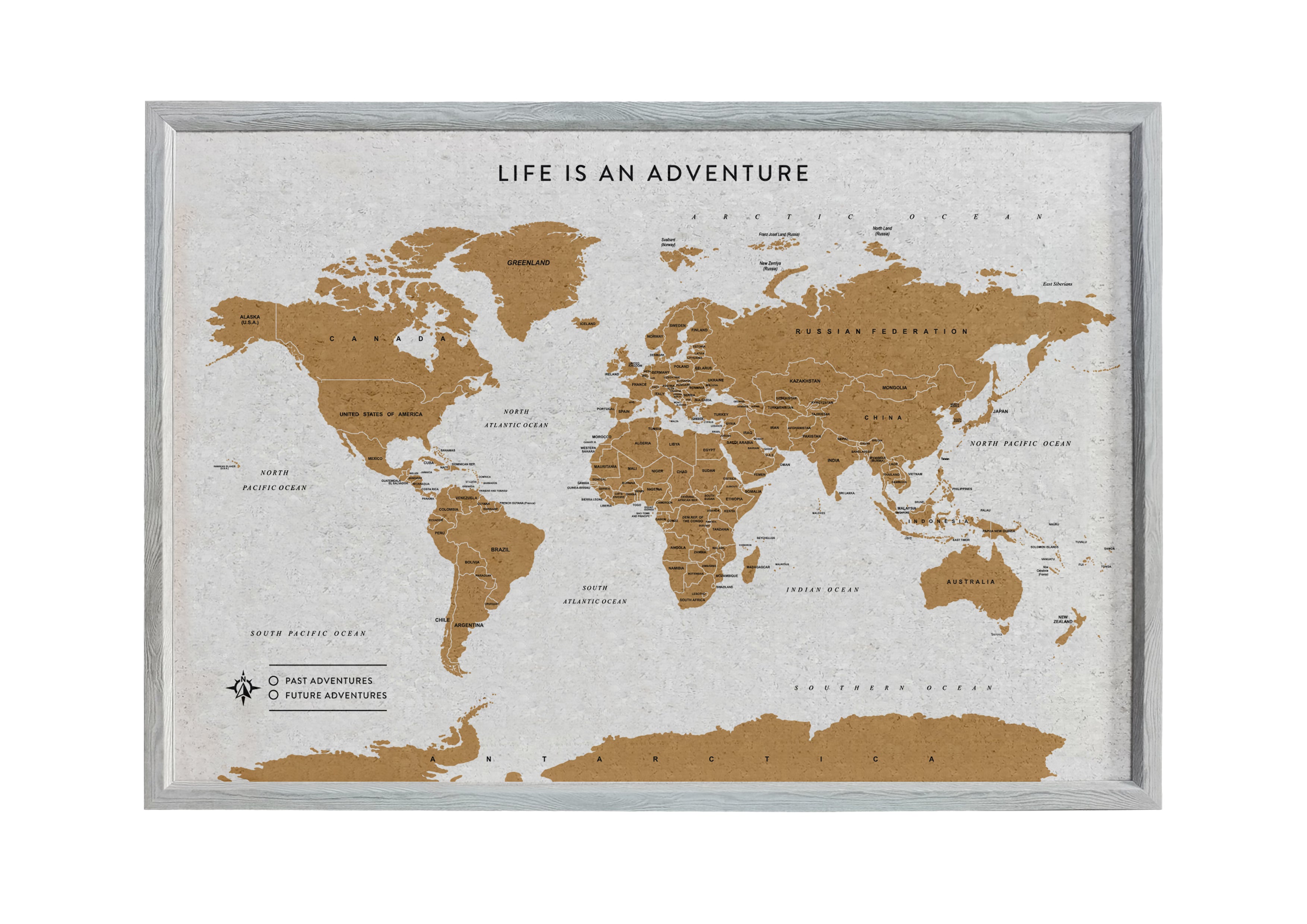 Splosh - Travel Map - XL Desk World - Grey