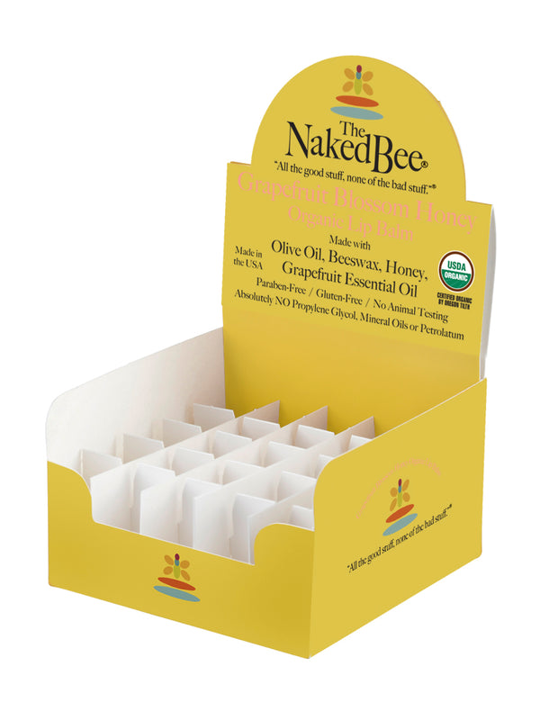 The Naked bee Lip Balm Grapefruit Blossom Honey Display Box (Empty)